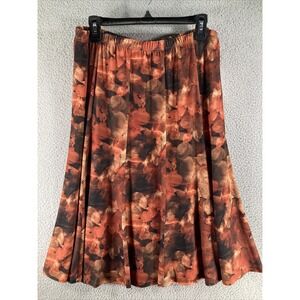 Allison Daley‎ Skirt 14 Petite Brown Print Lined Pull On A Line Gored Stretch